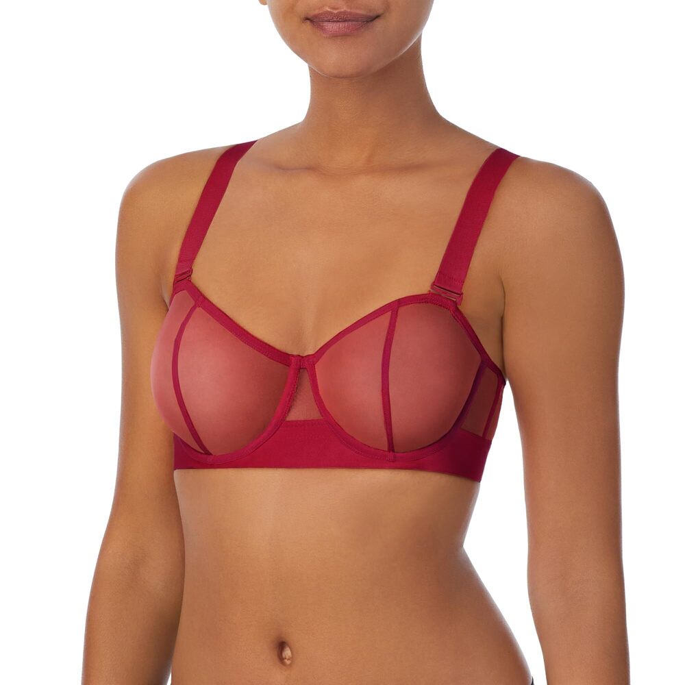 NWT DKNY Sheers Strapless Mesh Bra DK49 Persian Red 36B